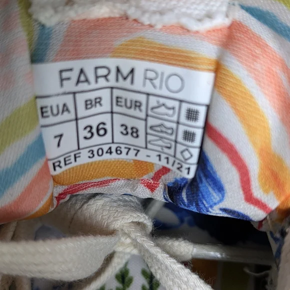 Farm Rio NEW Copacabana Flatform Sneakers size US 7 Women Floral Cotton Platform - Picture 8 of 11